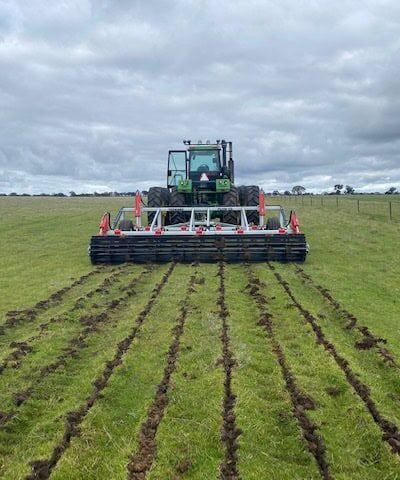 deep working with roller Yeomans plow working with coulters and crumble roller, hummus, keyline plow